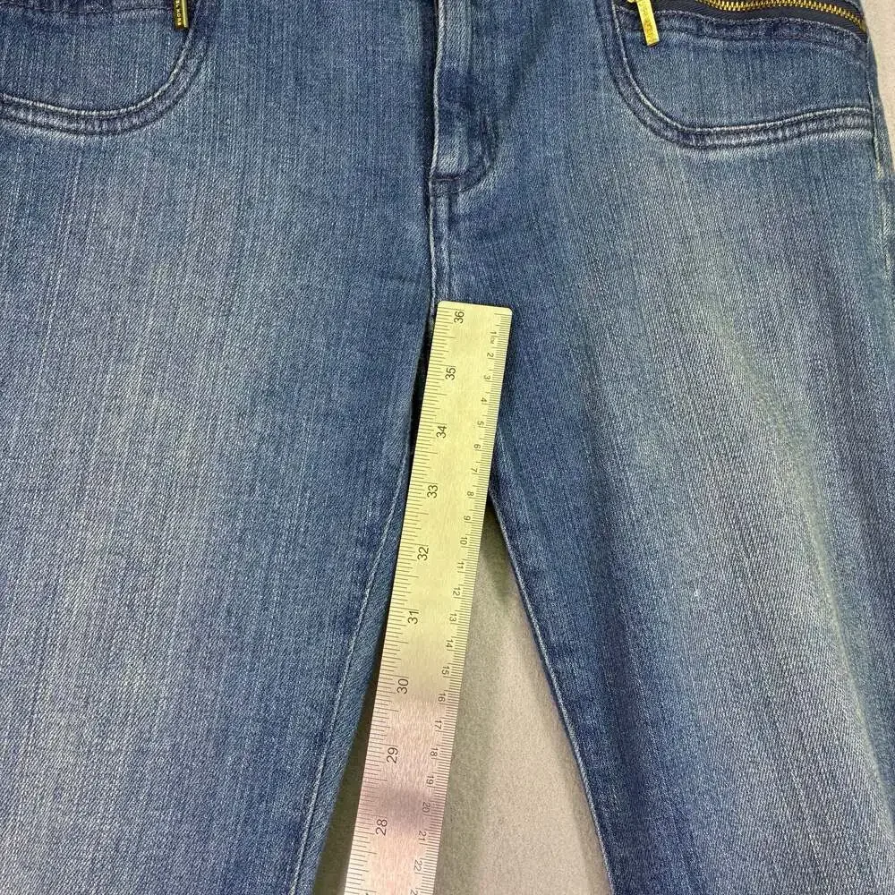 Michael Kors Women's Flare Denim Jeans with Gold Zipper Pockets Size 2